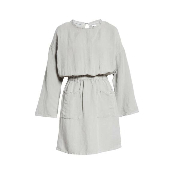 NSF NEW $350 Long Sleeve Linen Blend Lulysia Mini Dress in‎ Gray Petite - Picture 5 of 6